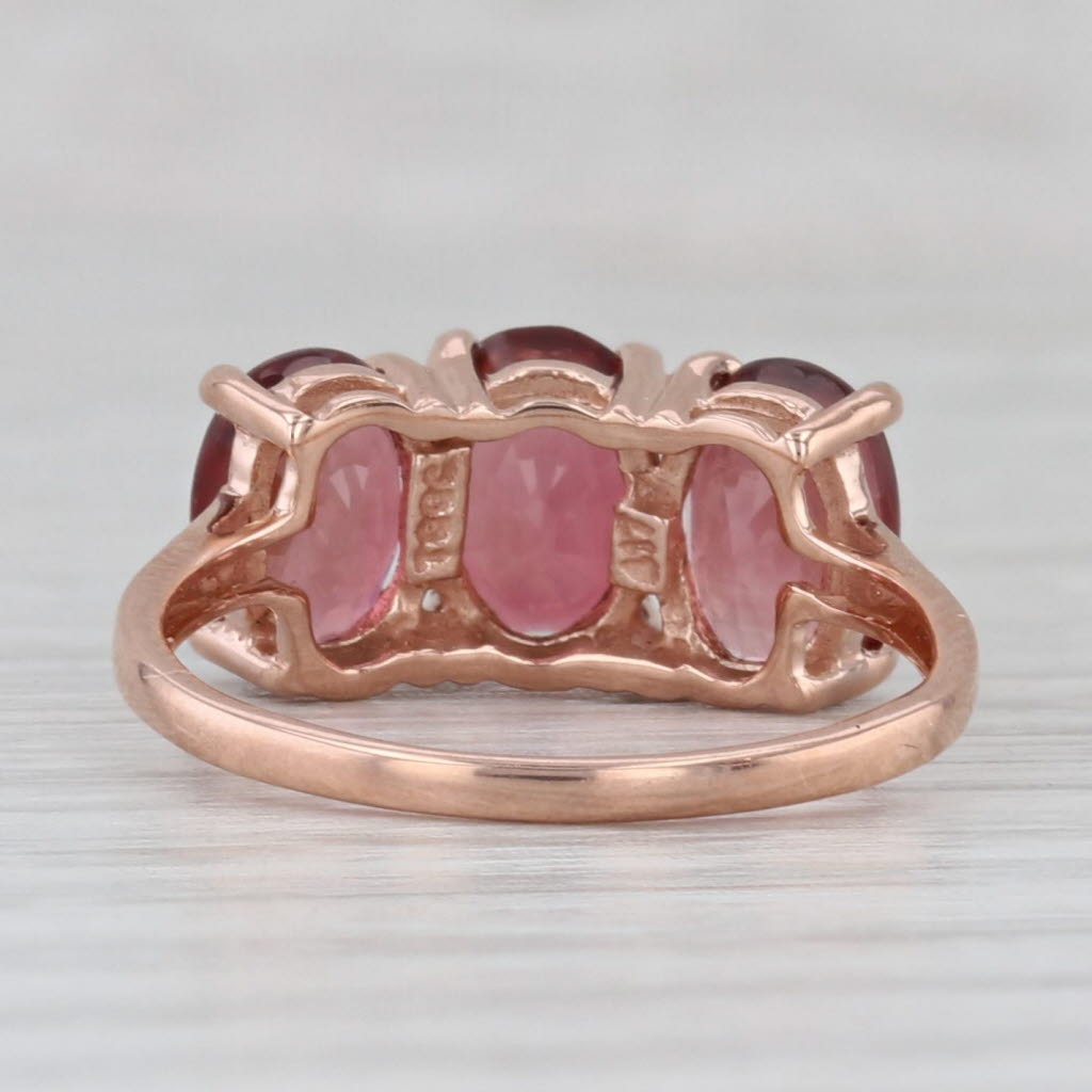 Light Gray 2.65ctw 3-Stone Pink Tourmaline Ring 10k Rose Gold Size 5.25 Jacque Christie