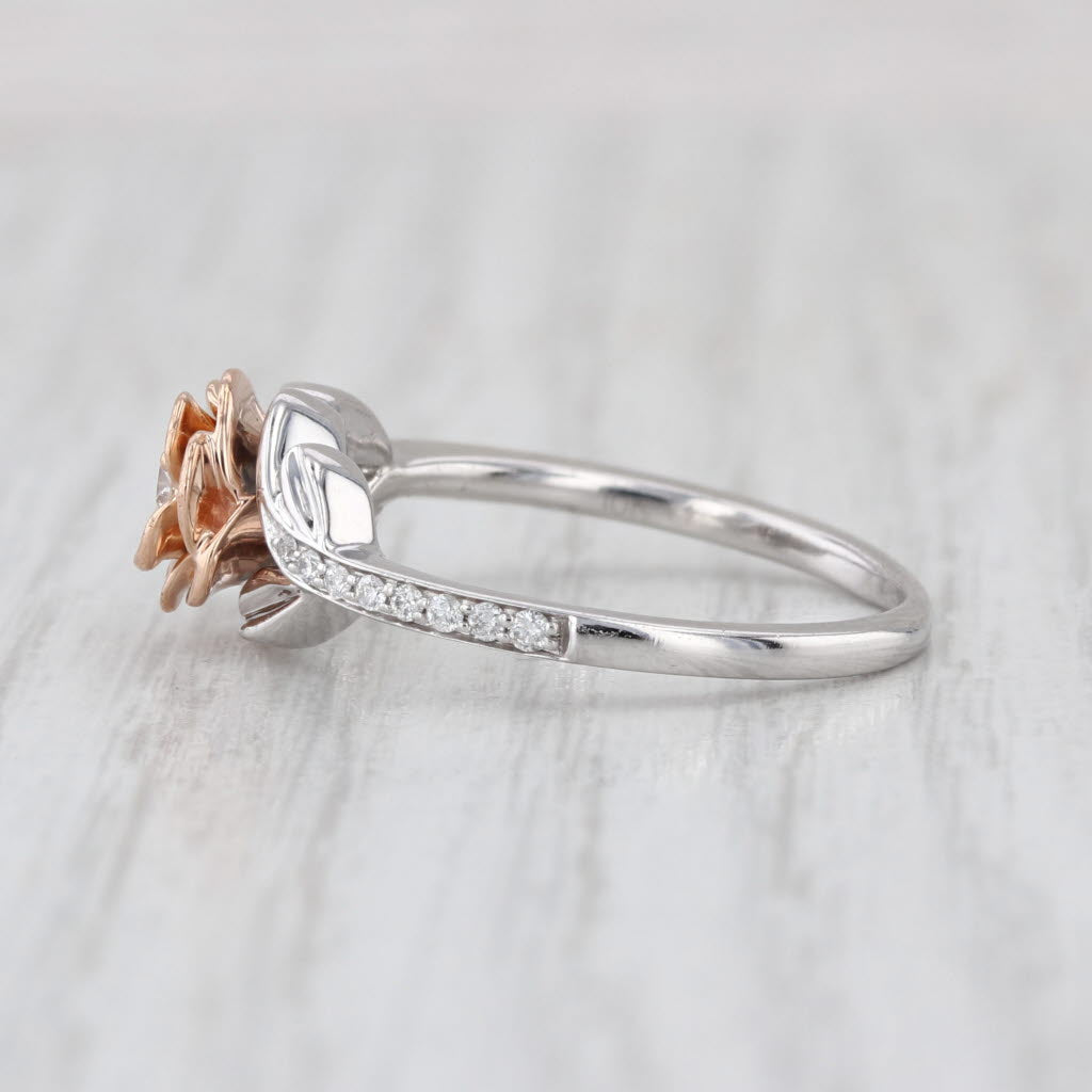 Disney Enchanted Belle Diamond Engagement Ring 10k Rose White Gold Size 8.5
