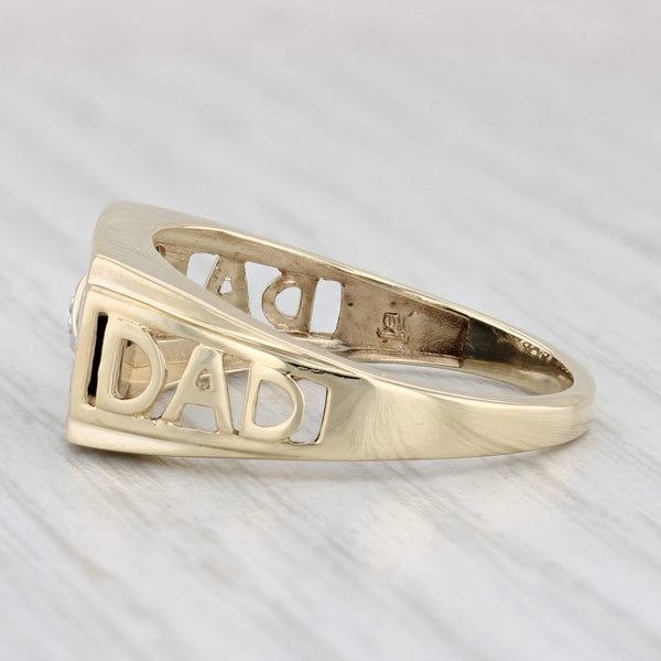 Onyx Diamond "DAD" Ring 10k Yellow Gold Size 10.75 Men's Gift
