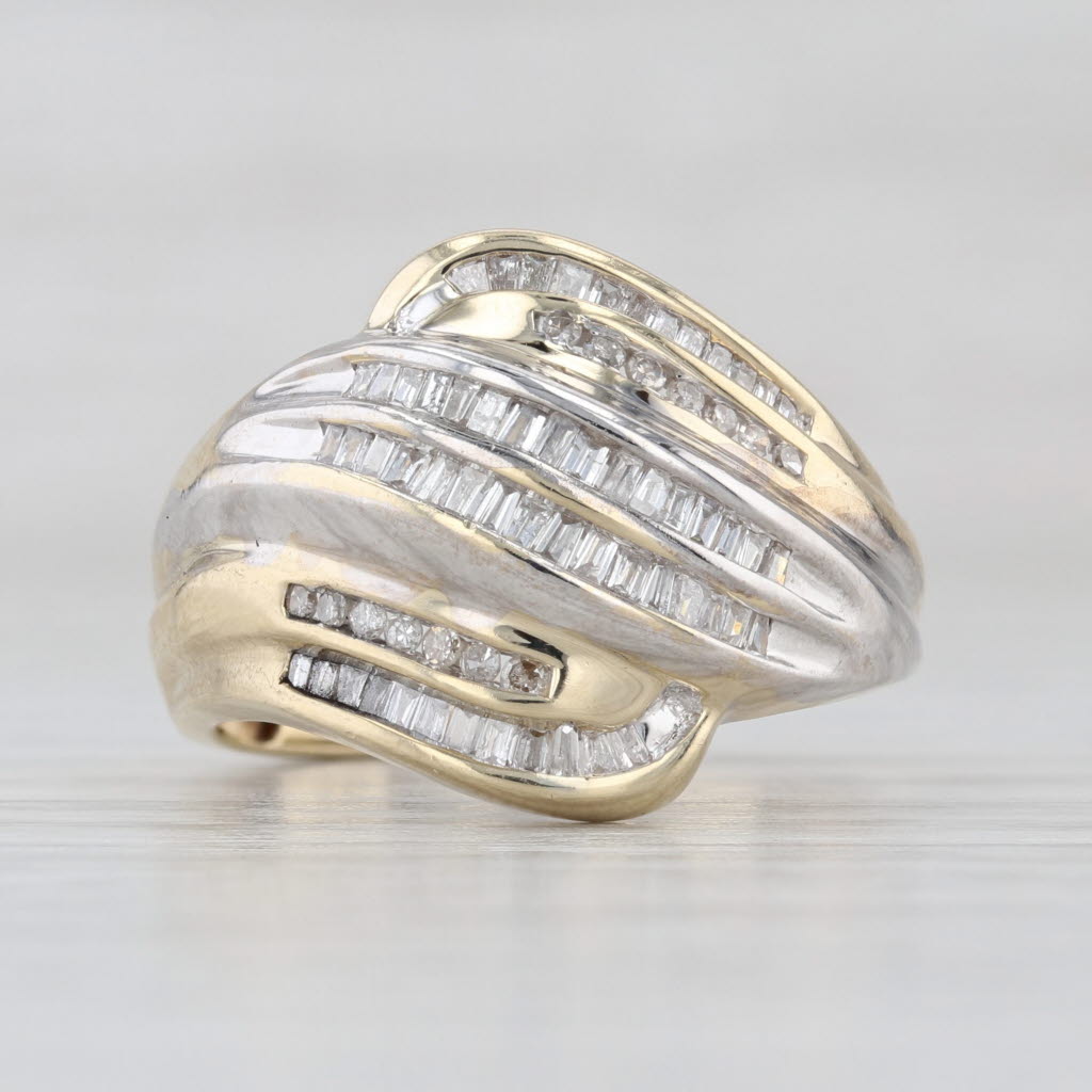 0.40ctw Diamond Bypass Ring 10k Gold Channel Set Baguettes Size 7