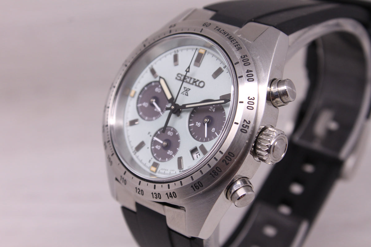 Seiko Prospex Solar Speedtimer Watch 39.5mm Steel Chronograph Date SSC965