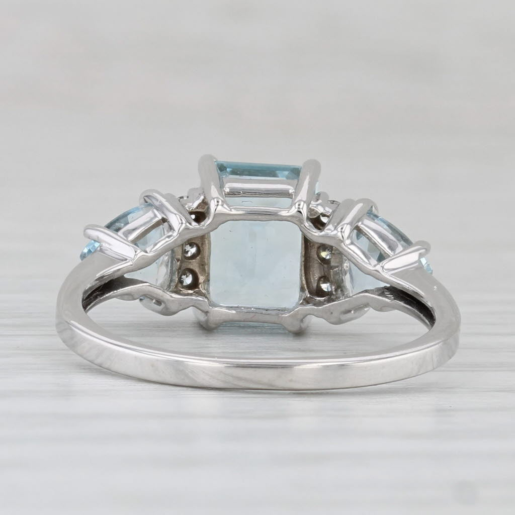 Light Gray 1.98ctw Aquamarine Diamond Ring 14k White Gold Size 7