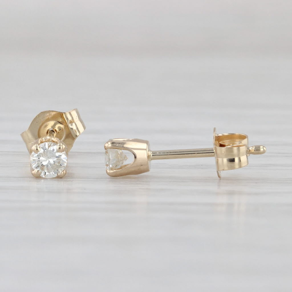 0.19ctw Diamond Stud Earrings 14k Yellow Gold Round Solitaire Studs