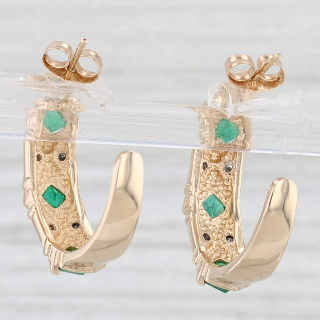 Light Gray 0.55ctw Emerald Diamond J-Hook Earrings 14k Yellow Gold Drops