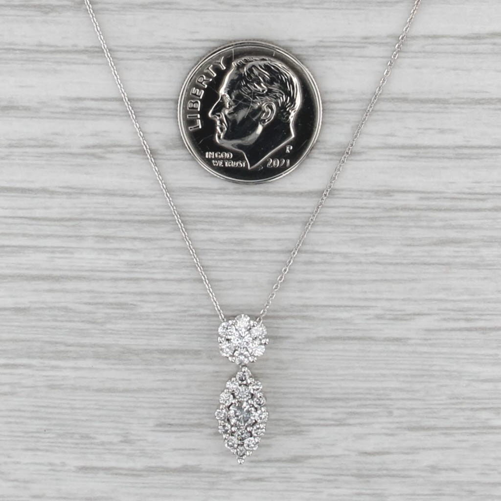 0.63ctw Diamond Marquise Drop Pendant Necklace 18k White Gold 17.5" Cable Chain