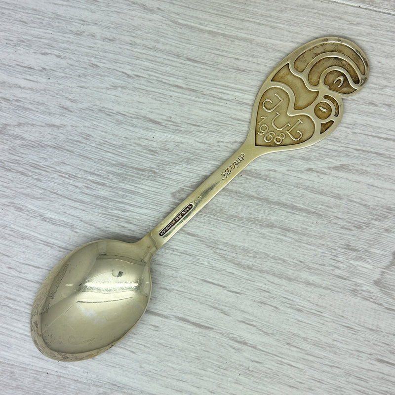 Gray Vintage 1968 Anton Michelsen Sterling Silver & Enamel Christmas Spoon Denmark