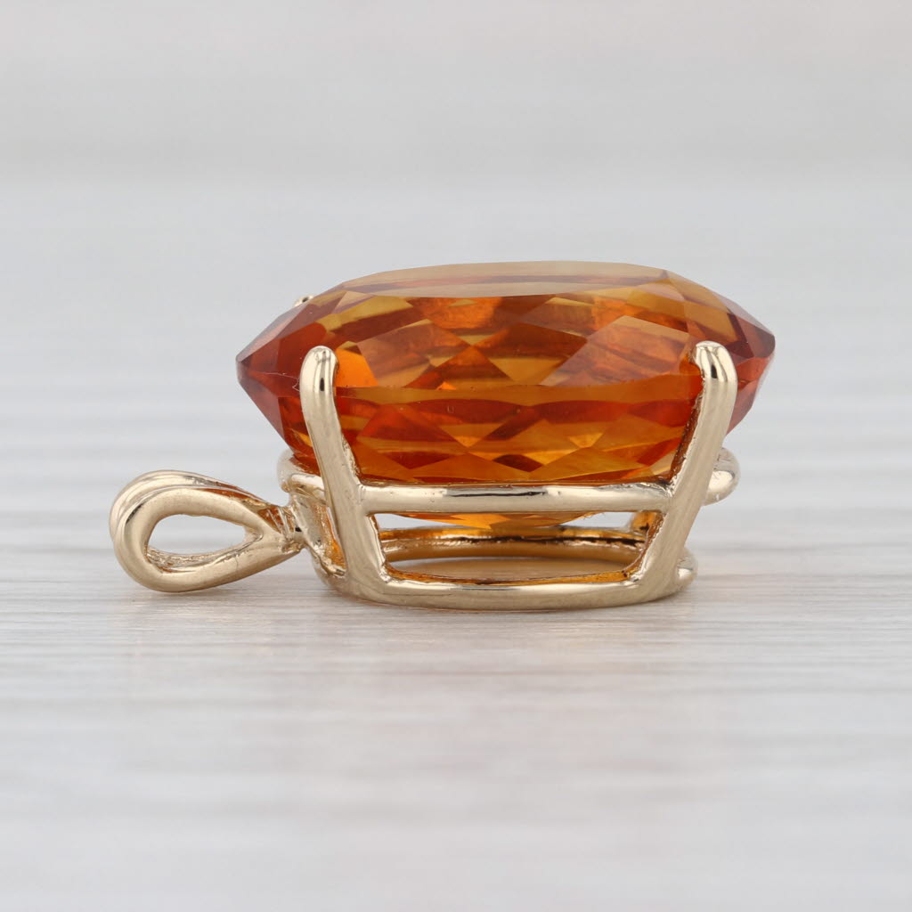 14ct Oval Portuguese Citrine Pendant 14k Yellow Gold Solitaire