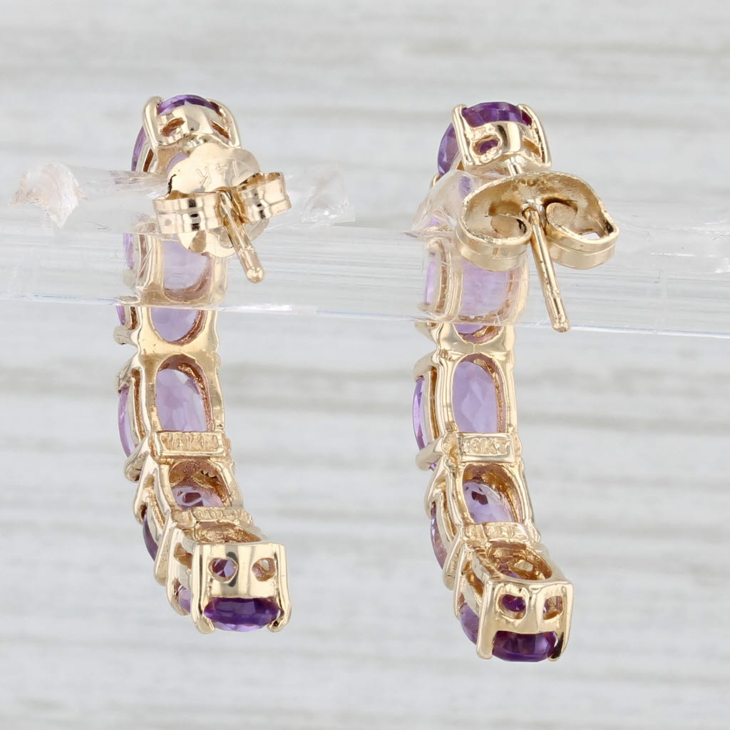 Light Gray 4.30ctw Amethyst Half Hoop Earrings 10k Yellow Gold Journey Drops