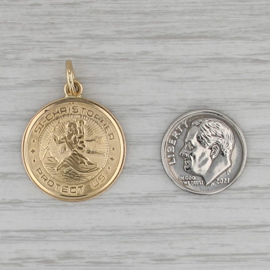 Tiffany St Christopher Protect Us Pendant Medallion Token 18k Gold Engravable