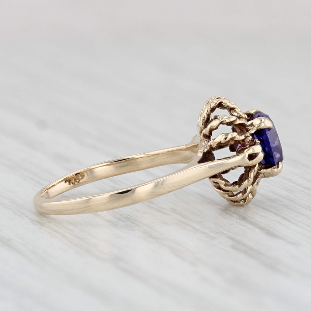 Light Gray 1.18ctw Lab Created Purple Sapphire Cubic Zirconia Ring 10k Yellow Gold Size 4.5