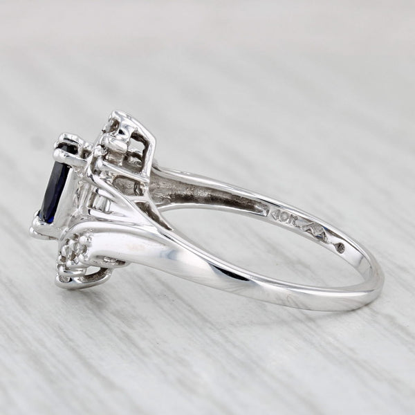 0.62ctw Lab Created Sapphire Diamond Ring 10k White Gold Size 8.25