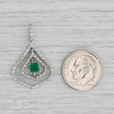 0.49ctw Emerald Diamond Teardrop Pendant 14k White Gold
