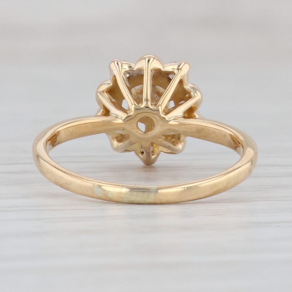 Light Gray Vintage 0.28ctw Diamond Flower Ring 18k Yellow Gold Size 6 Engagement