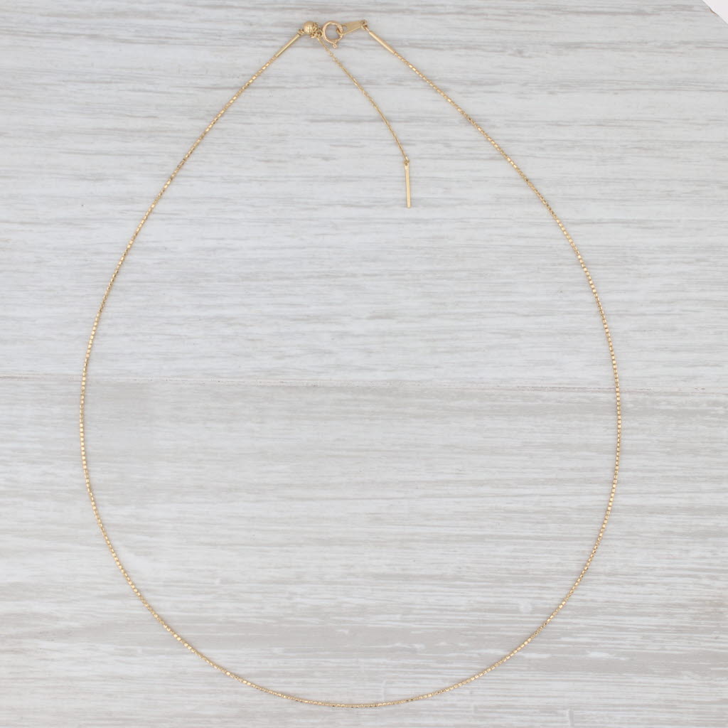 Light Gray Bead Chain Collar Necklace 18k Yellow Gold 16"-18" Adjustable