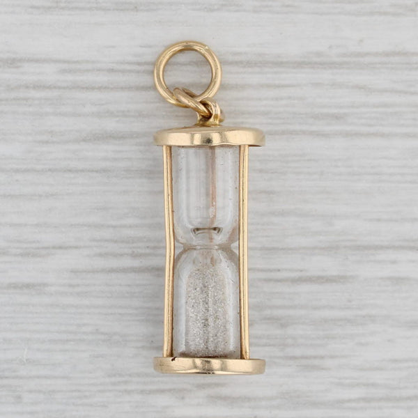 Vintage Hour Glass Charm 14k Yellow Gold Sand Pendant