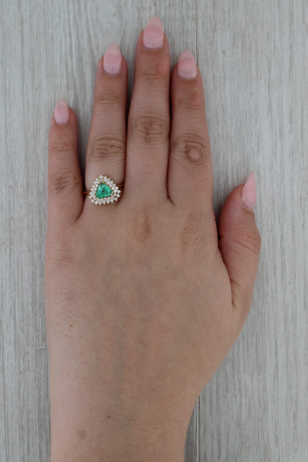 1.54ctw Emerald Diamond Halo Ring 18k Yellow Gold Size 7