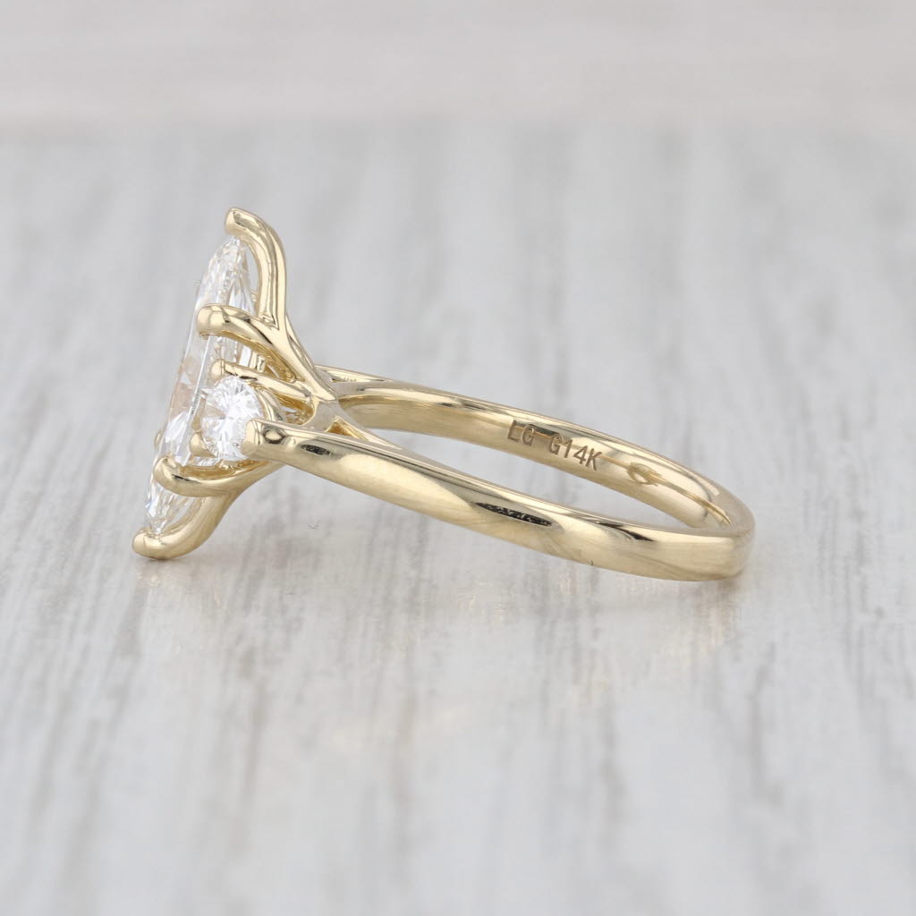 New IGI 2.46ctw Marquise Lab Created Diamond Halo Engagement Ring 14k Gold