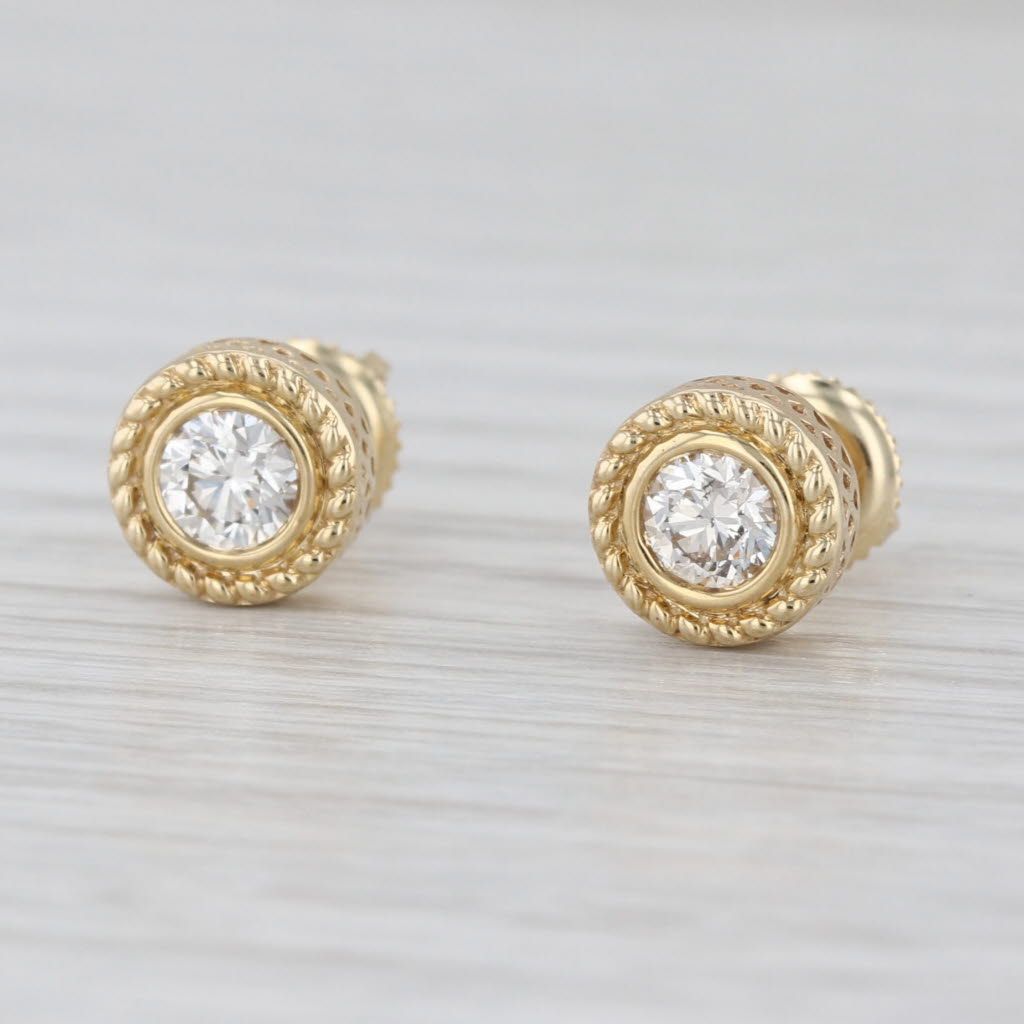0.50ctw Diamond Solitaire Stud Earrings 10k Yellow Gold Screw Back Studs
