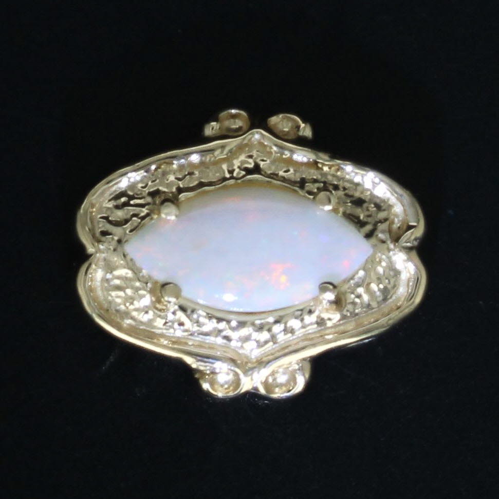 Vintage Opal Cabochon Slide Bracelet Charm 14k Yellow Gold Archer Hallmark