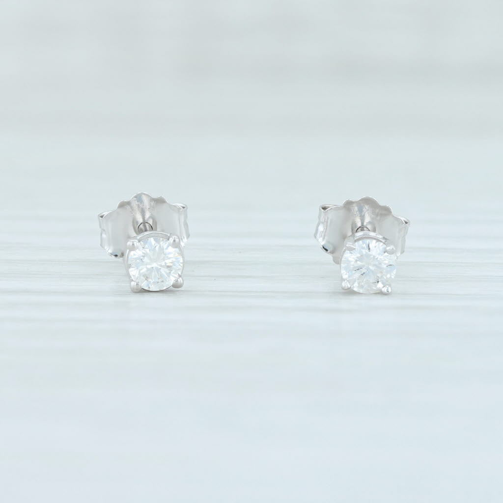 Light Gray 0.18ctw Diamond Stud Earrings 14k White Gold Round Brilliant Solitaire Studs