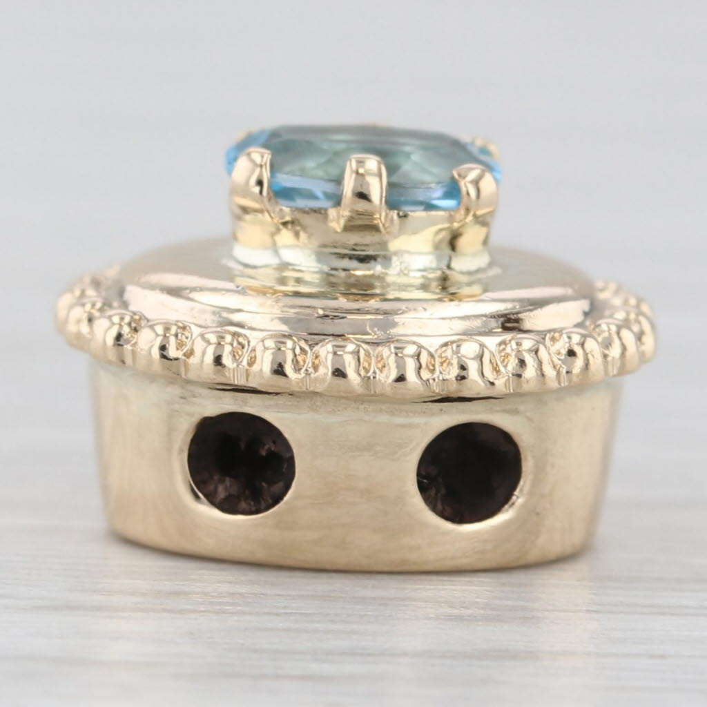 Light Gray 0.54ct Blue Topaz Solitaire Slide Bracelet Charm 10k Yellow Gold Vintage