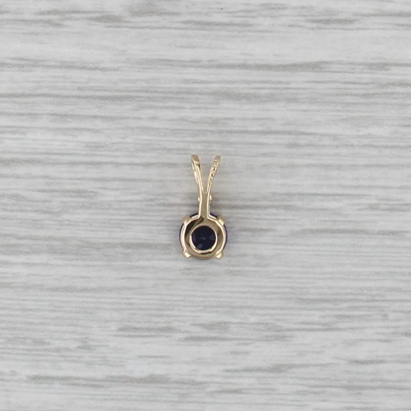0.48ct Amethyst Diamond Pendant 14k Yellow Gold Small Round Solitaire Drop