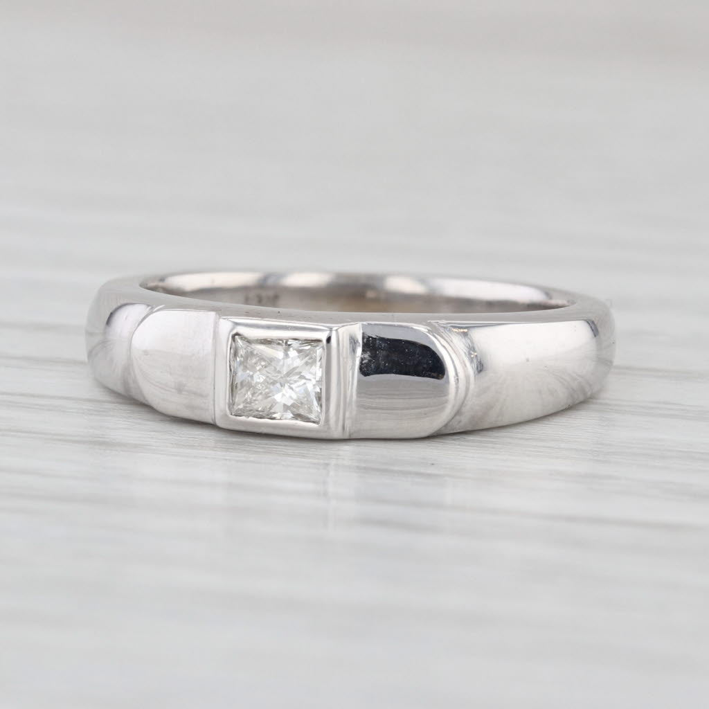 0.20ctw Princess Solitaire Wedding Band Stackable Ring Size 6.5 18k White Gold