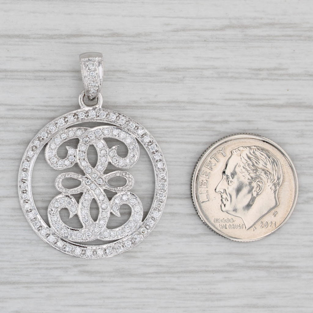 Gray 0.63ctw Diamond Scroll Work Pendant 18k White Gold Leslie Green