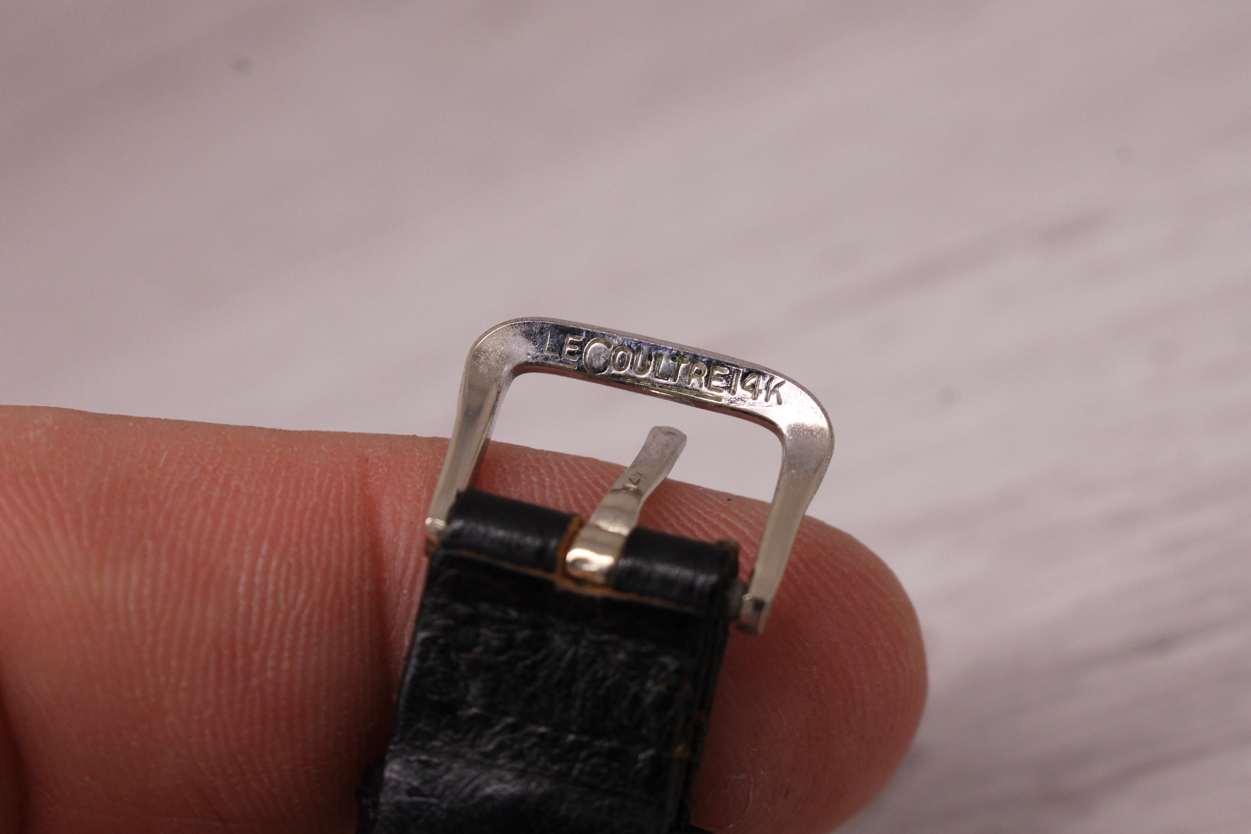 Vintage 1960s LeCoultre Mystery Dial 14k White Gold Diamond Dial Mens Watch