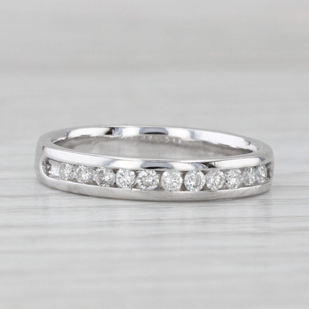 0.16ctw Diamond Wedding Band 14k White Gold Stackable Anniversary Ring Size 5