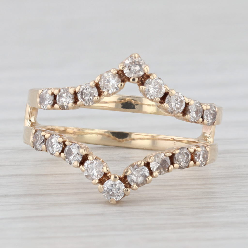 Light Gray 0.90ctw Diamond Ring Jacket Guard 14k Yellow Gold Size 8 Wedding Bridal