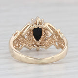 Onyx Diamond Halo Ring 10k Yellow Gold Size 5.5