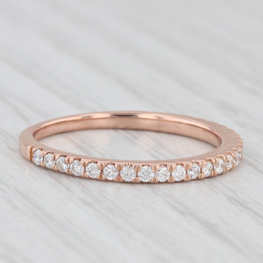 Light Gray 0.33ctw Diamond Wedding Band 14k Rose Gold Size 6 Stackable Anniversary