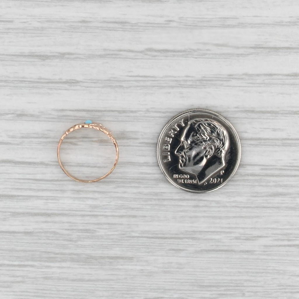 Antique Glass Baby Ring 10k Yellow Gold Small Size Band