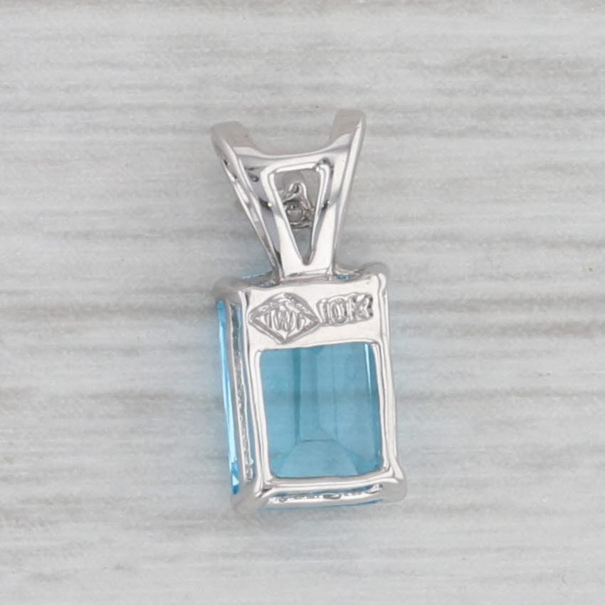 Gray 1.15ctw Emerald Cut Topaz Diamond Pendant 10k White Gold Small Drop