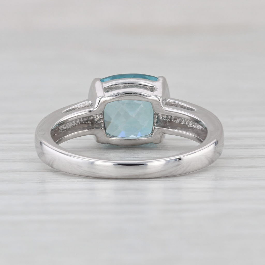 2.67ctw Mystic Teal Topaz Diamond Ring 10k White Gold Size 7