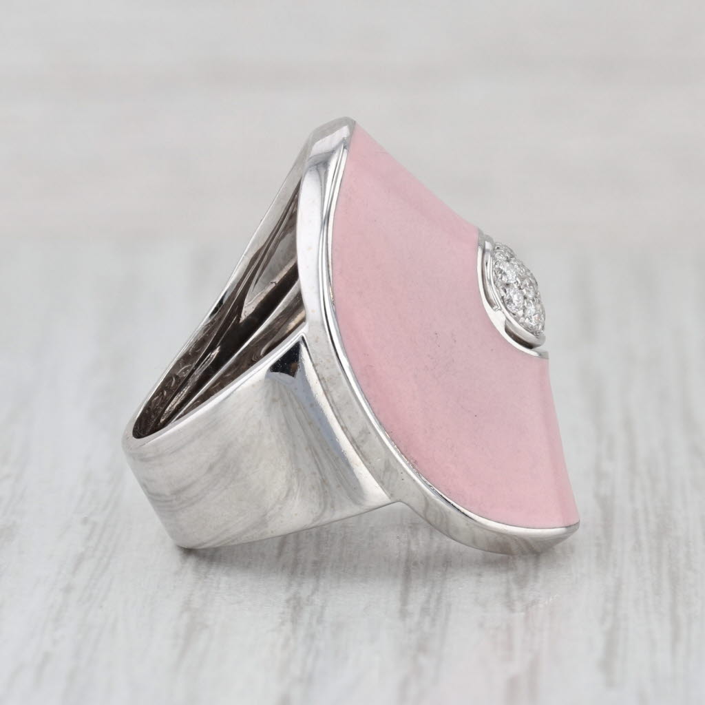 Roberto Coin 0.45ctw Diamond Pink Enamel Cocktail Ring 18k White Gold