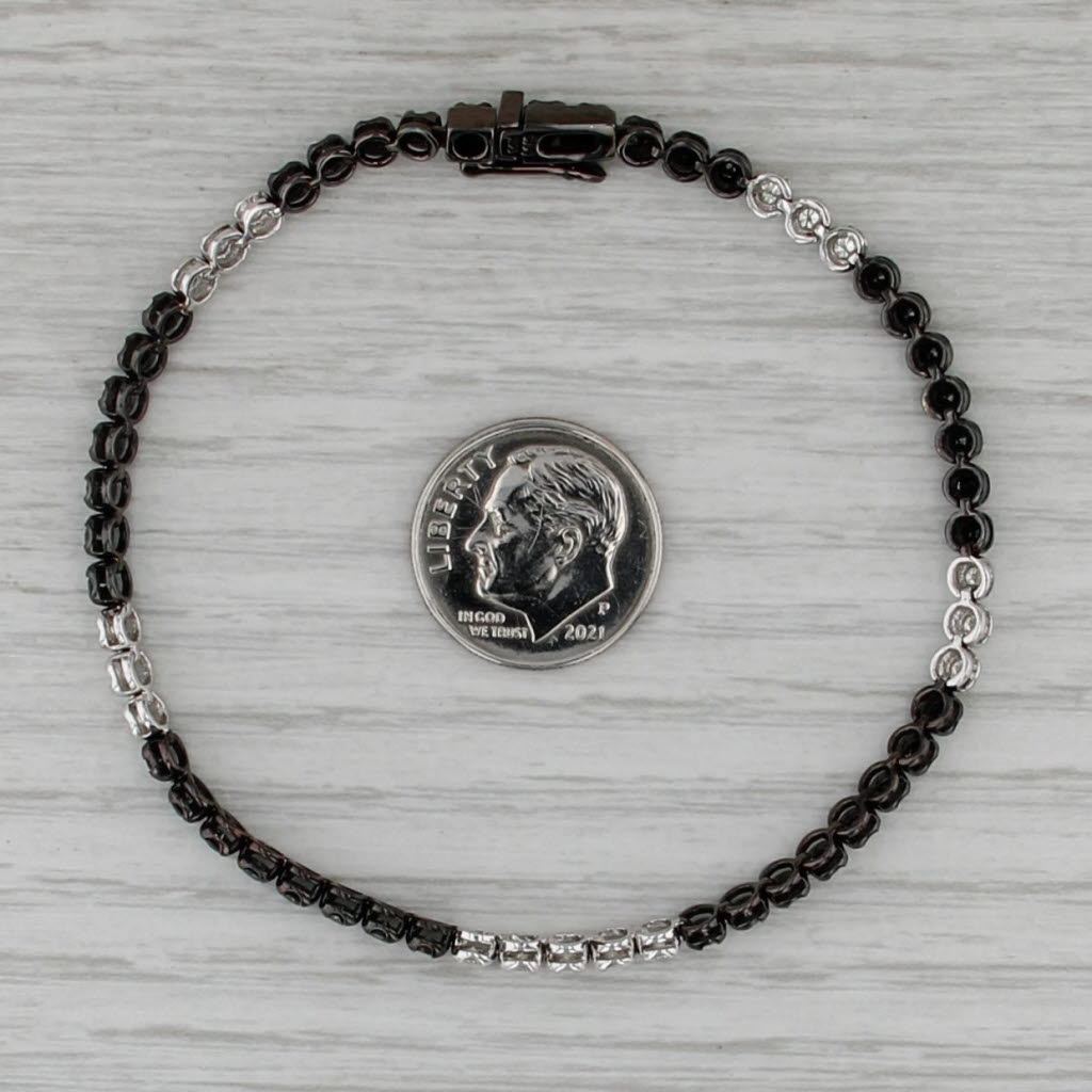 1.74ctw Black White Diamond Tennis Bracelet 14k White Gold Rhodium 7.25" 3.5mm