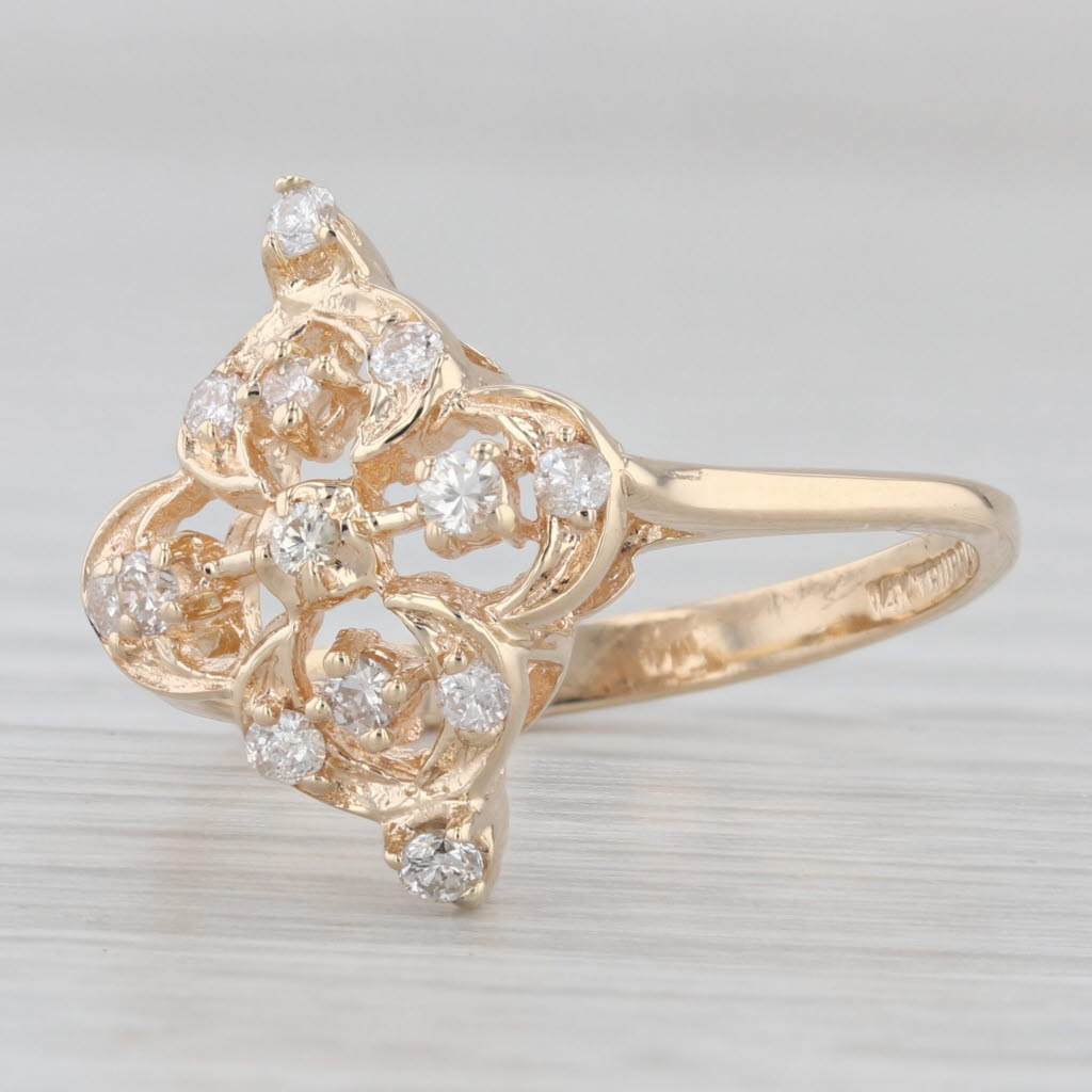 Light Gray 0.25ctw Diamond Cluster Ring 14k Yellow Gold Size 7