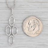New 0.23ctw Diamond Rings Pendant Necklace 14k White Gold Box Chain 17"-18"