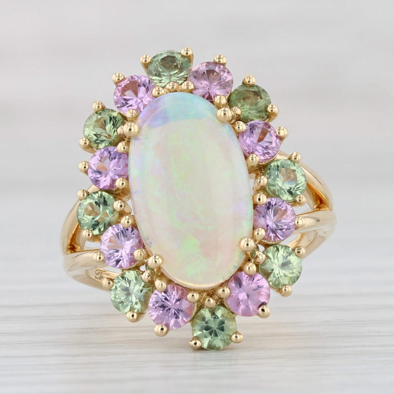 Light Gray Karin Tremonti Opal Sapphire Halo Ring 18k Yellow Gold Size 7 Cocktail