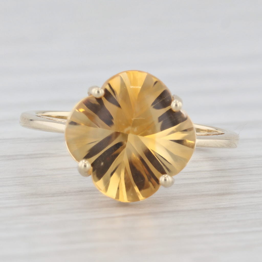 Light Gray 4ct Cushion Citrine Solitaire Ring 10k Yellow Gold Size 6.25