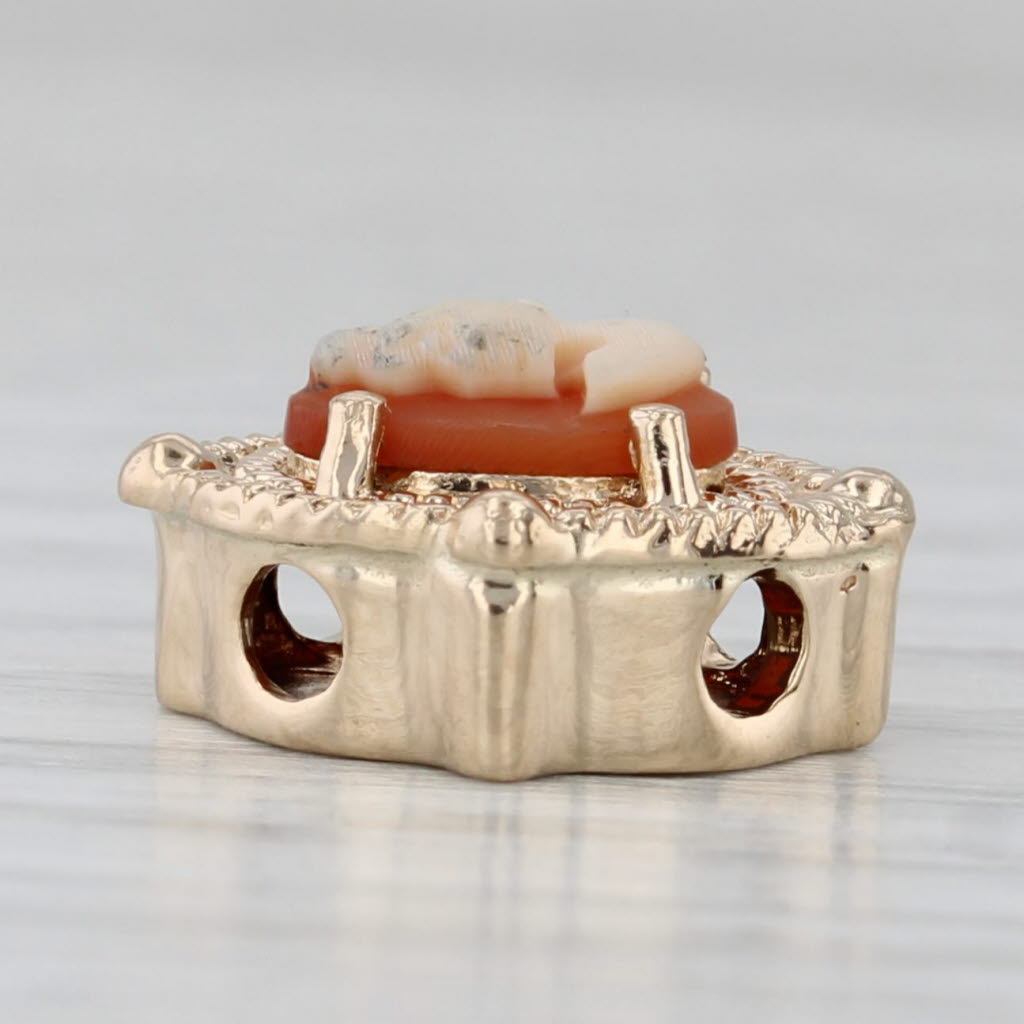 Gray Carved Shell Cameo Slide Bracelet Charm 14k Yellow Gold Vintage