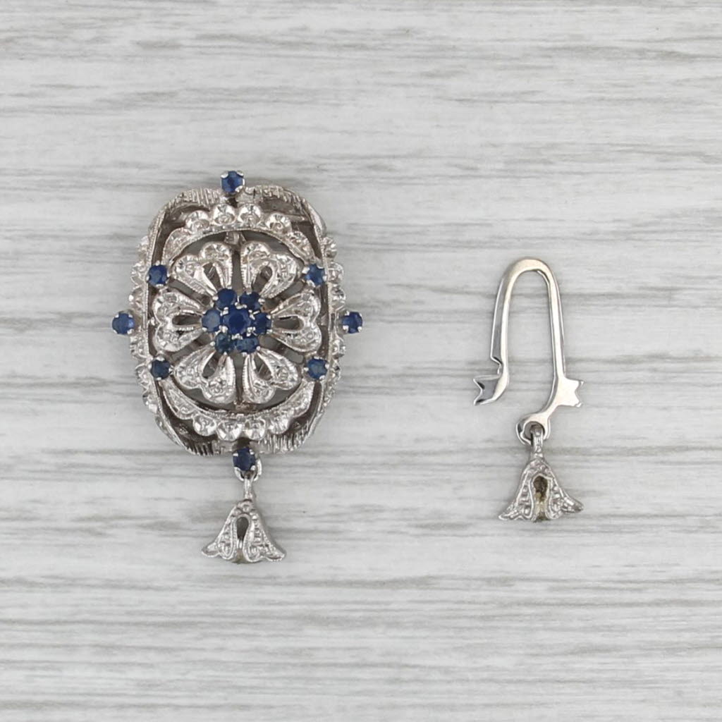 0.48ctw Blue Sapphire Fishhook Pendant Clasp 18k Gold Findings Jewelry Making