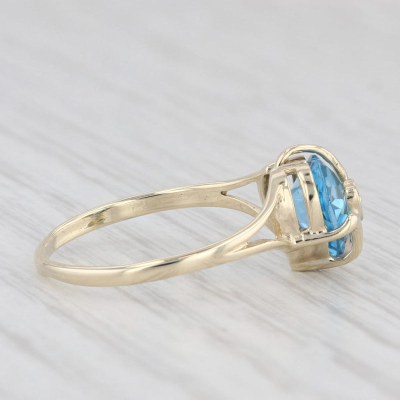 1.50ct Blue Topaz Heart Ring 10k Yellow Gold Size 5.75 Diamond Accent