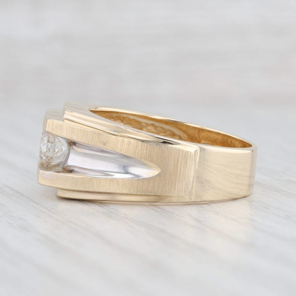 Light Gray 0.48ct Diamond Solitaire Men's Ring 14k Yellow Gold Size 10.5 Wedding Band