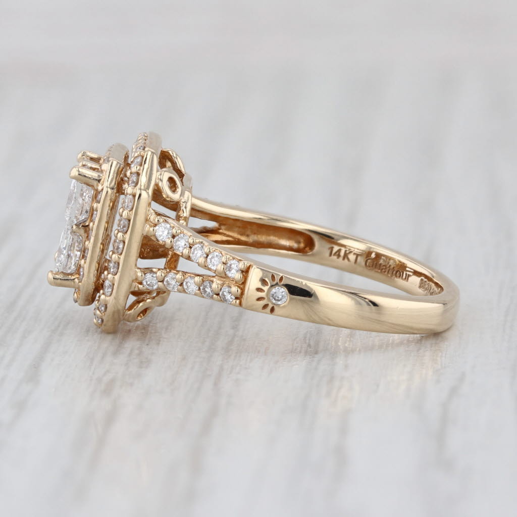 1.32ctw Princess Diamond Double Halo Engagement Ring 14k Yellow Gold Size 6.5
