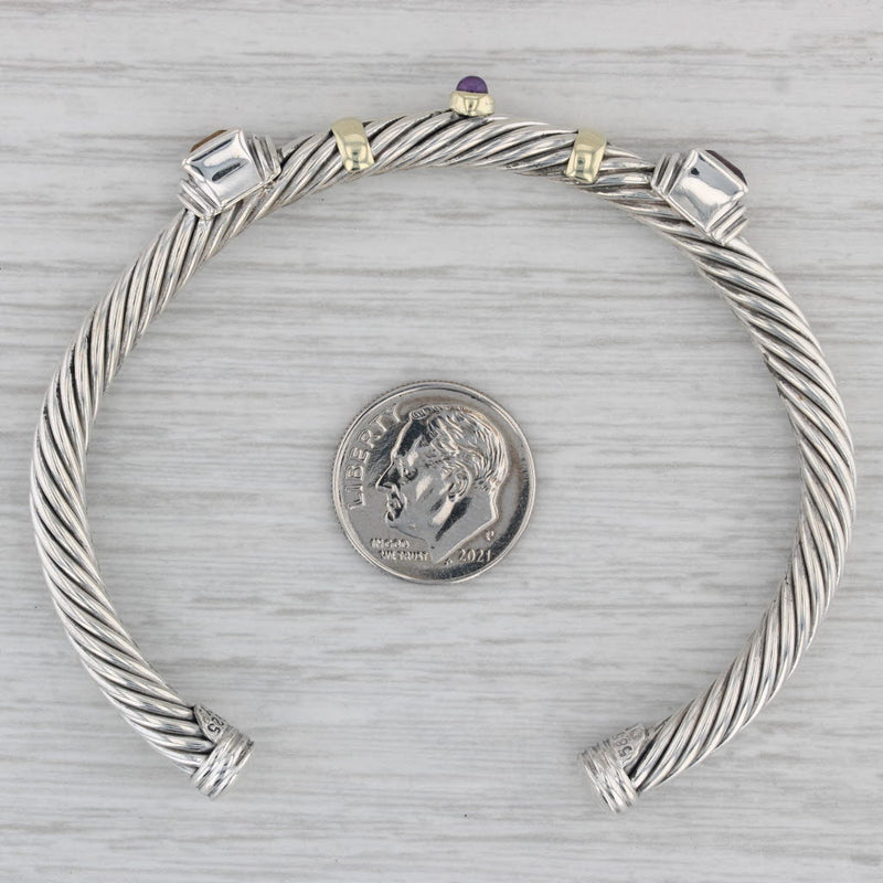 David Yurman Sterling Silver Cable Bracelet With Faceted Stones