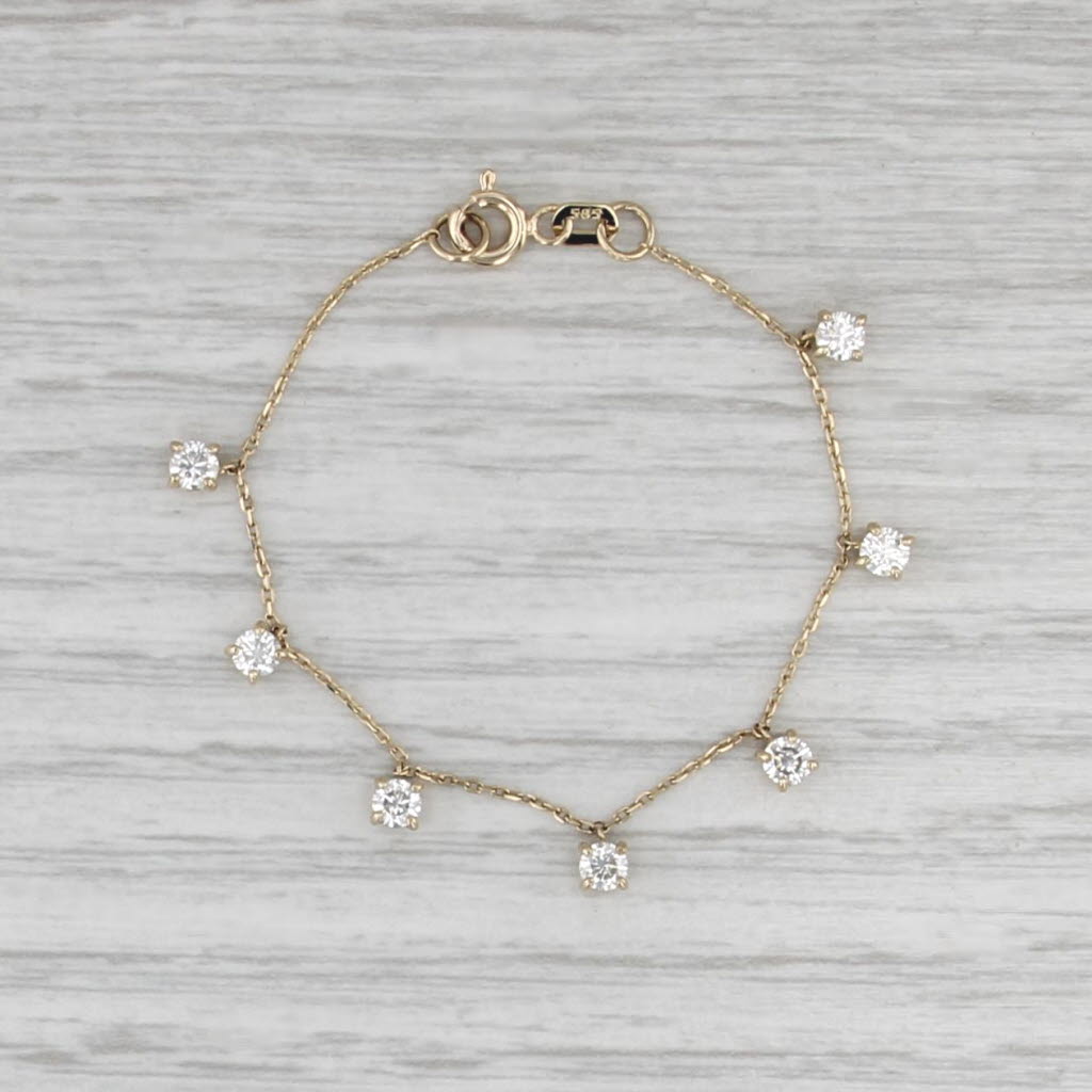 5" 0.65ctw Diamond Drops Bracelet 14k Yellow Gold Small Child Baby Length