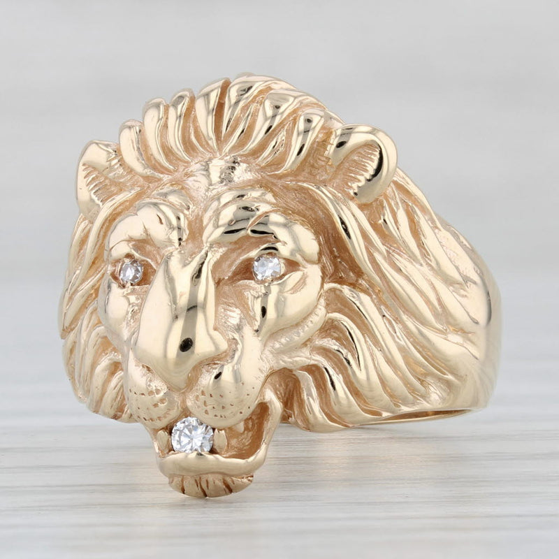 Light Gray Diamond Lions Head Ring 14k Yellow Gold Size 9.75 VS2